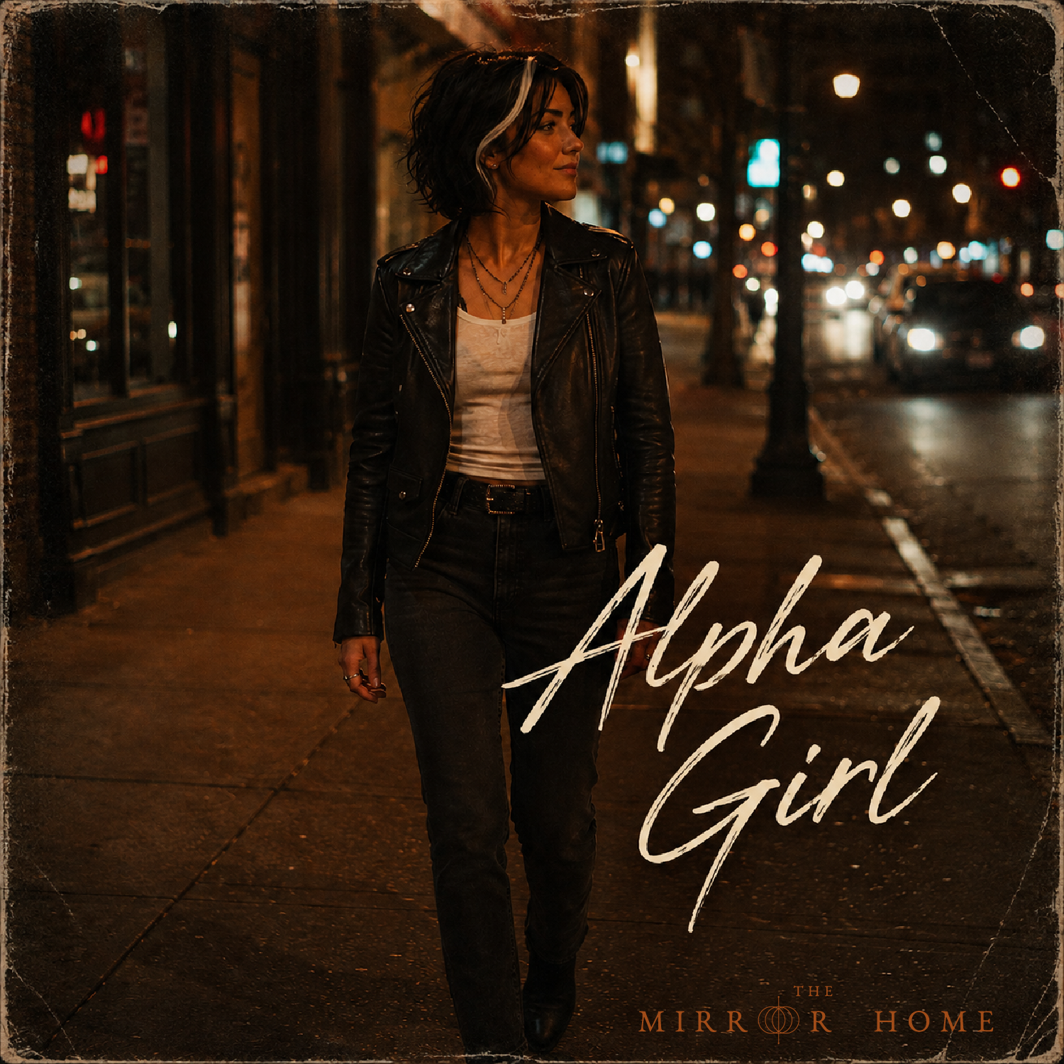 Alpha Girl cover art, showing a woman walking a city street at night